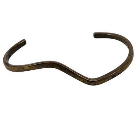 Vintage Copper Tone Thin Squiggle Cuff Bracelet