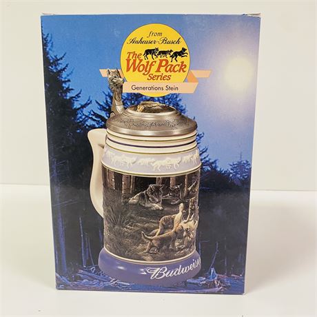 Budweiser Wolf Pack Generations Stein Mint in Orig Box