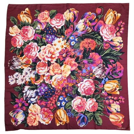 Vintage ELLEN TRACY Floral Silk Scarf