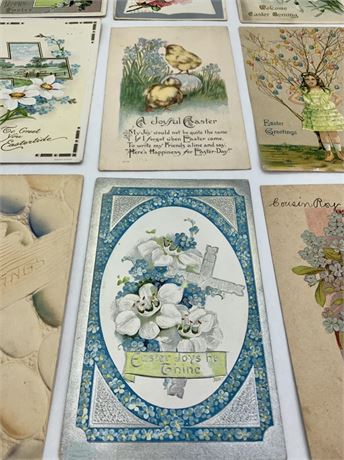 9 pc 1909-1915 Antique Easter Postcard Ephemera Correspondence Lot