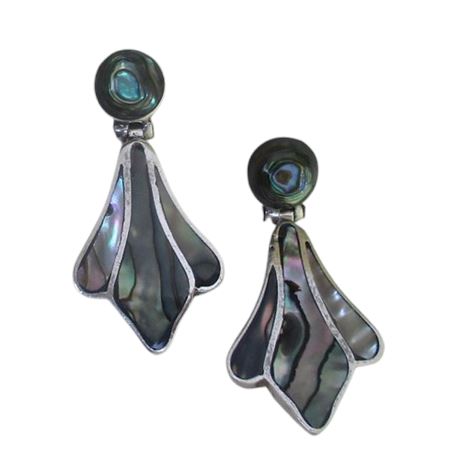 Vintage Abalone Inlay 950 Silver Post Earrings
