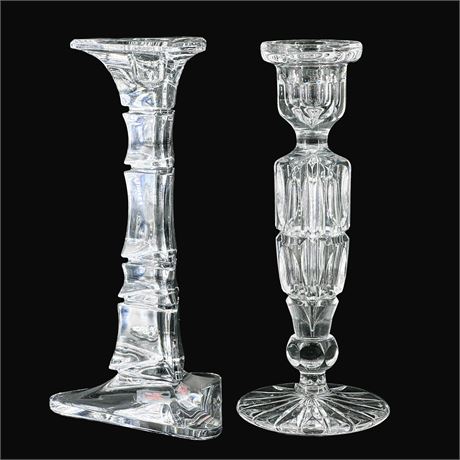 Two Vintage Crystal Candlestick Holders