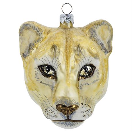 Slavic Treasures Poland Fine Blown Glass Lioness Head Ornament