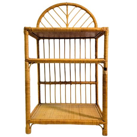 Small Vintage Rattan Shelf Tiki Bar Decor