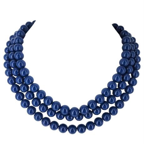 Vintage Monet Navy Blue Triple Strand Necklace