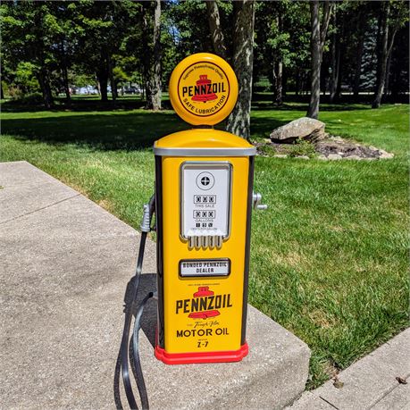 Large Pennzoil Gas Pump Replica 33" tall