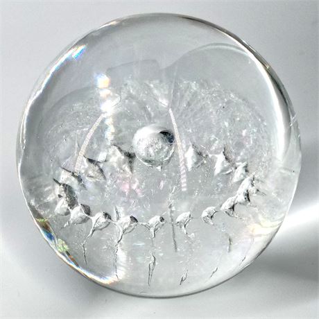 Vintage Maytum Studios Art Glass Paperweight – Controlled Bubble