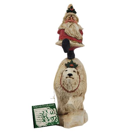 David Frykman Carved "Oh The Joy" Santa on Polar Bear