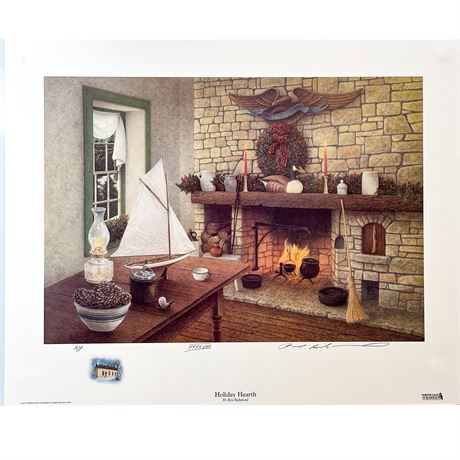 Lithographic Print of the Painting "Holiday Hearth" by Artist Ben Richmond