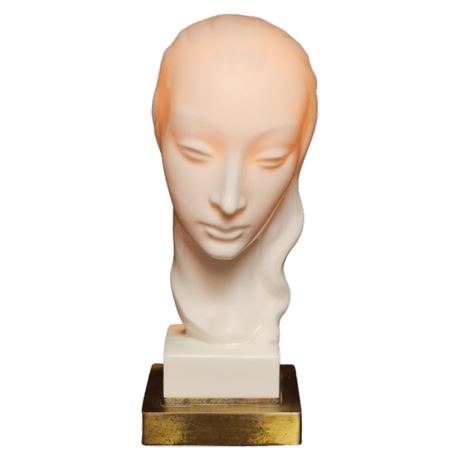 Vintage Lenox Geza de Vegh Art Deco Female Bust Lamp w/ Brass Base
