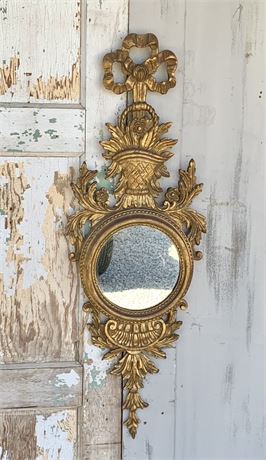 Made in Italy Italian 37” Opulent Gilded Wood Wall Mirror