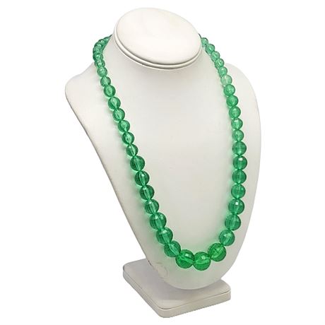 Emerald Green Faceted Plastic Beaded Necklace