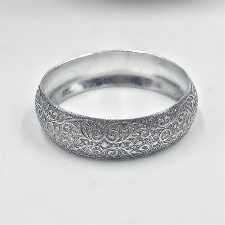 Vintage aluminum etched bangle bracelet