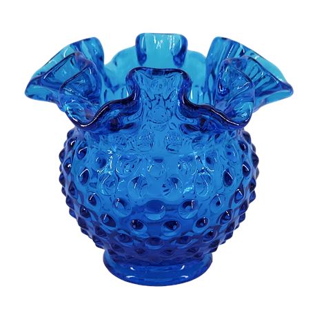 Fenton Cobalt Blue Hobnail Ruffle Vase