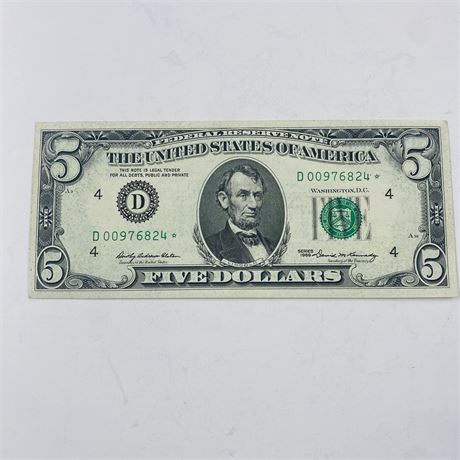 UNC 1969 $5 Star Note