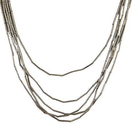 Vintage Native American 5-Strand Silver Tone Necklace