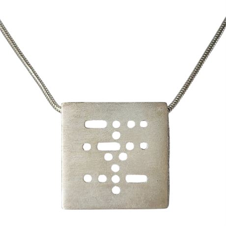 Signed Allison Hilton Jones Sterling Silver BELIEVE Morse Code Necklace