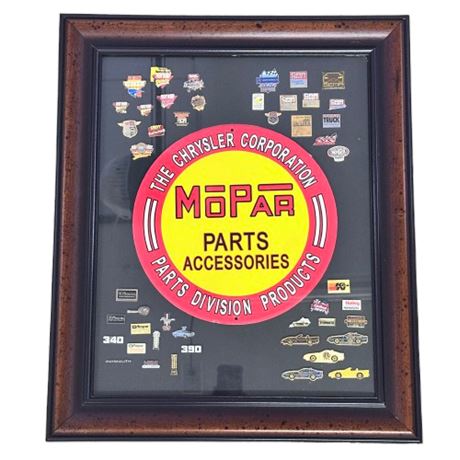 Collectible Framed Mopar Sign with 46 Pins