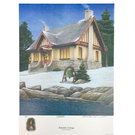 Lithographic Print of "Yuletide Cottage" by Artist Ben Richmond