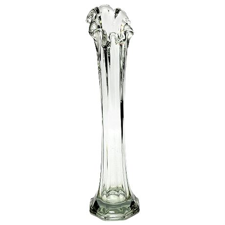 Mid-Century 10" UV Reactive Clear 8-Sided Swung Glass Vase