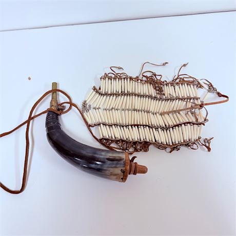 Antique Powderhorn + Native American Necklace