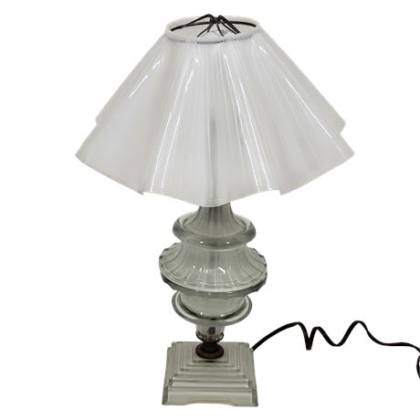 Antique Glass Table Lamp w/ Acrylic Shade