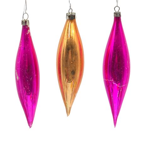 VTG  Teardrop Mercury Glass Ornaments