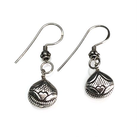 Vintage Sterling Silver Bali Heart Design Dangle Earrings