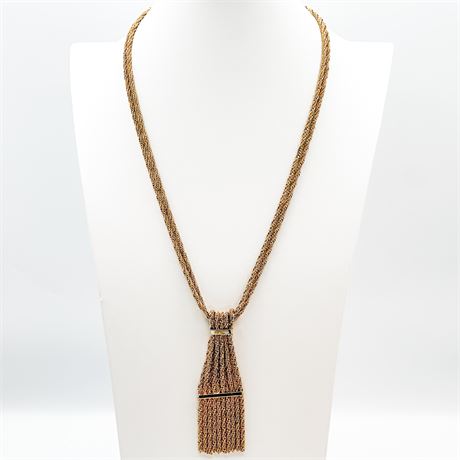 Vintage Gold Tone Tassel Chain Necklace