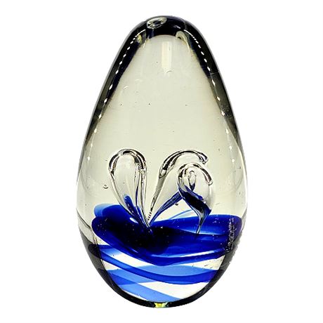 Vintage Murano Style Art Glass Egg Paperweight