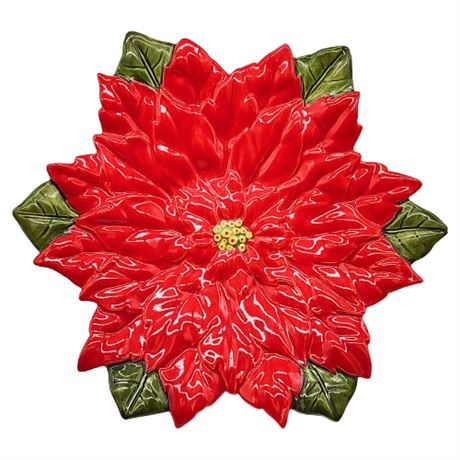 Vintage Handmade Ceramic Poinsettia Dish