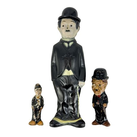 Lot of Three Vintage "Little Tramp" Charlie Chaplin Figurines