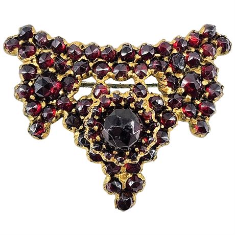 Vintage Red Faceted Rhinestone Brooch