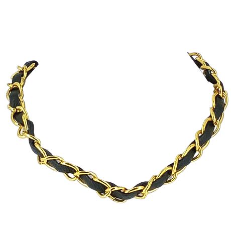 Gold-Tone and Leather, Doubles as Necklace or Purse Chain