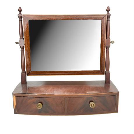 Antique Mahogany Shaving Mirror with Drawers