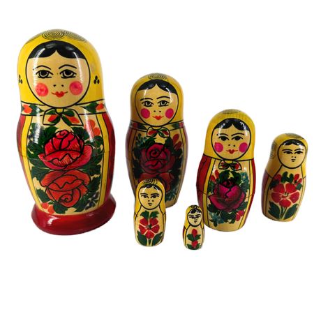 Vintage Hand Painted Wooden Russian Nesting Dolls
