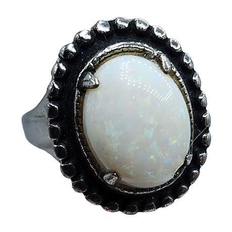 Sterling Silver Opal Ring, Sz 4