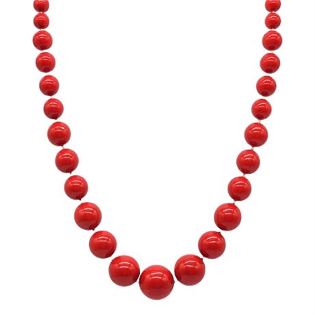 Vintage Chunky Graduated Red Acrylic Necklace