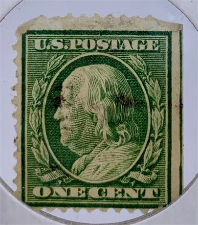1908-1909 Ben Franklin 1 cent Green US Postage Stamp