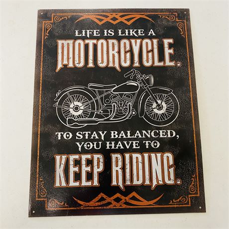 Keep Riding 12.5x16” Metal Retro Sign