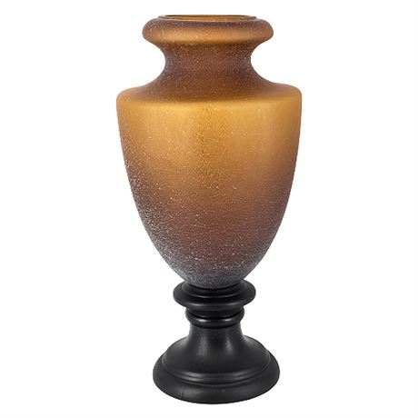 Silvestri Mouth Blown Art Glass Amber Urn Vase