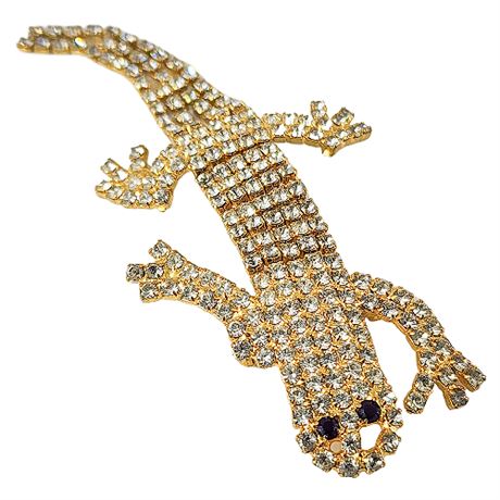 Vintage Articulated Rhinestone Lizard Brooch