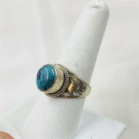 9.5g Sterling Turquoise Ring Size 9
