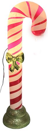 Candy Cane Blow Mold with Glitter Bows & Lights