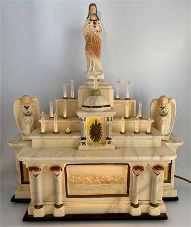 Light Up Funeral Home Icon Niche Chalkware Sculpture