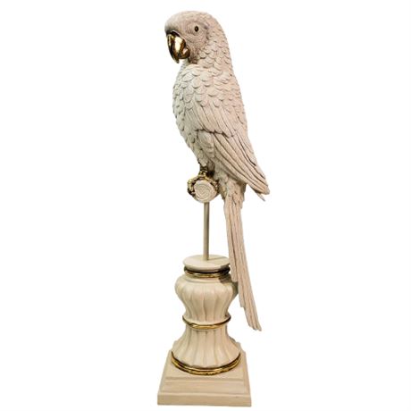 Large Carved Wooden Parrot Statue
