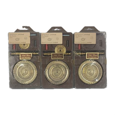 Set of 3 Solid Brass Polished Tie Backs from Germany