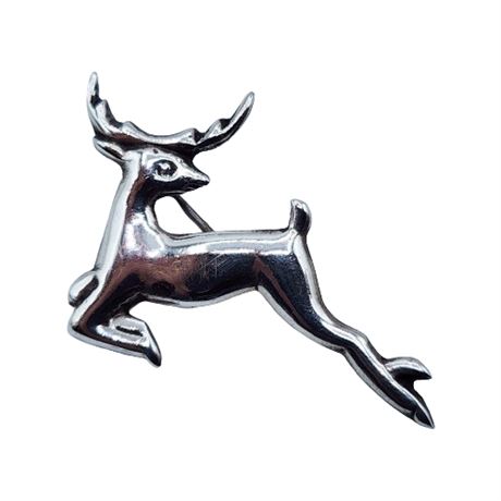 Mexico Silver Reindeer Brooch, Small