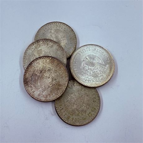 5 UNC 1948 Cuauhtemoc 5 Silver Pesos