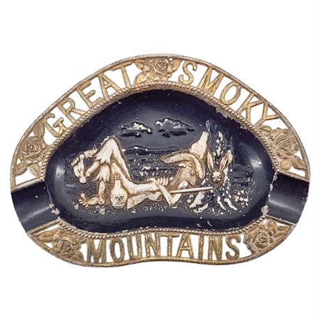 Vintage Great Smoky Mountains Hillbilly Metal Ashtray